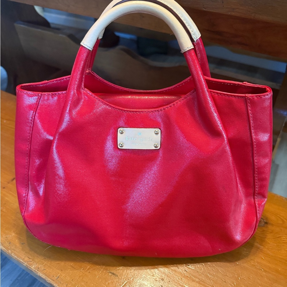 kate spade Red Satchel with Cream Handles